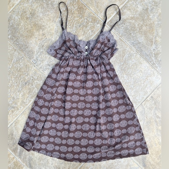 Vintage La Senza Brown Boho Fairycore Earthy Lace Trim Babydoll Top Small - Picture 11 of 12